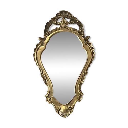 Miroir baroque bois et stuc dor style Louis XV  37 x 64 cm dore