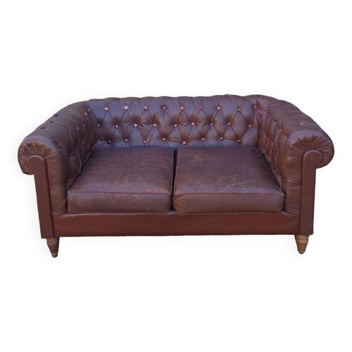 Canap Chesterfield 2 Places Vintage Marron