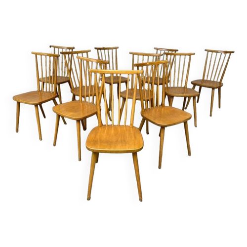 Srie De 11 Chaises Bistrot Fanett 1950 1960 Vintage Scandinave Bois
