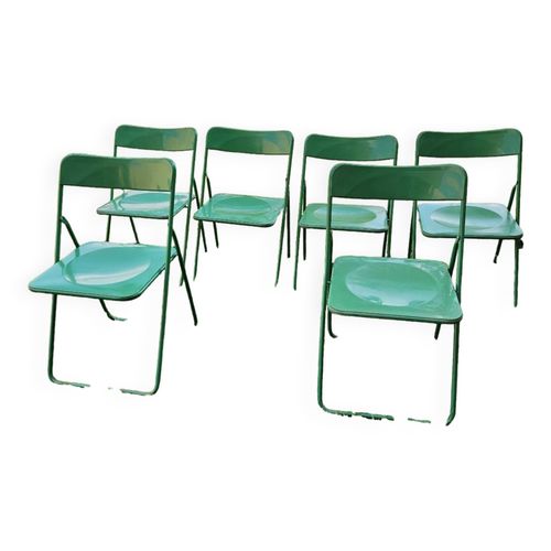 Lot De 6 Chaises Verte De Terrasse Pliables Vert