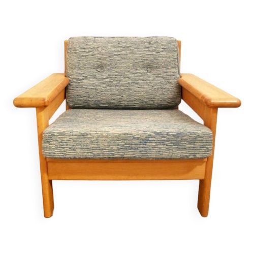 Fauteuil Design Danois Vintage En Chne  Laboremus Viborg Bleu