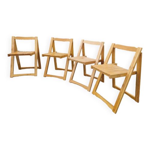 Lot De 4 Chaises Pliantes Vintage Bois
