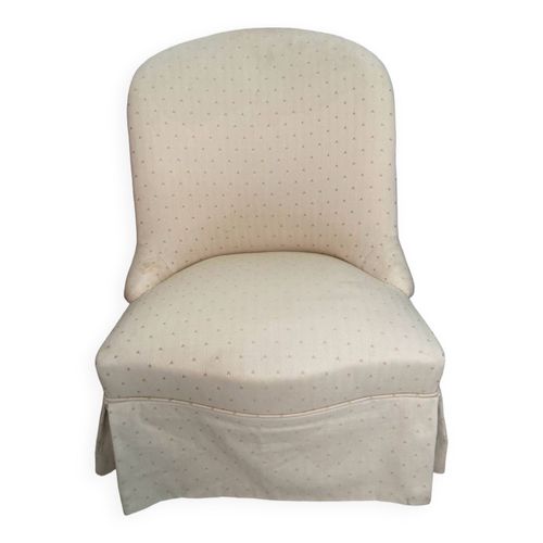 Fauteuil Crapaud Ancien En Tissu Beige