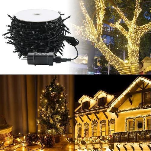 Guirlande Lumineuse Led Extérieure 100m, Lumières De Noël Pour Avec 8 Modes Ip44 Étanche Pour Décoration Jardin, Blanc Chaud