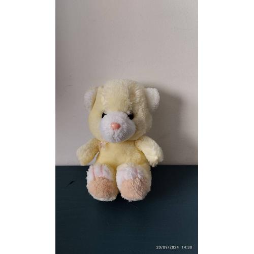 Vintage Petite Peluche Ours Jaune Assis Ajena