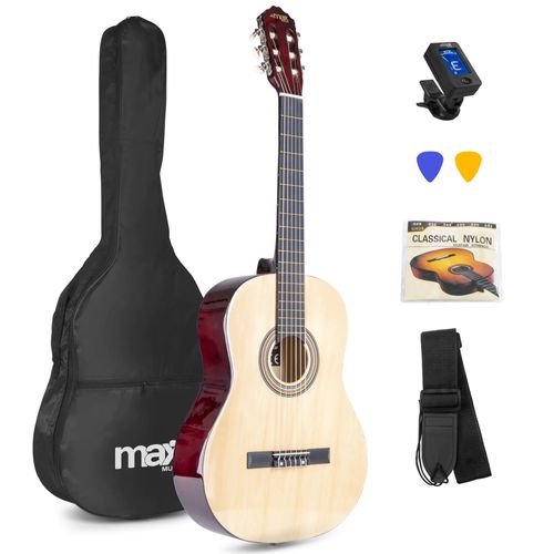 Max Soloart Guitare Classique Adulte Débutant Noir Livré Avec Un Tuner
