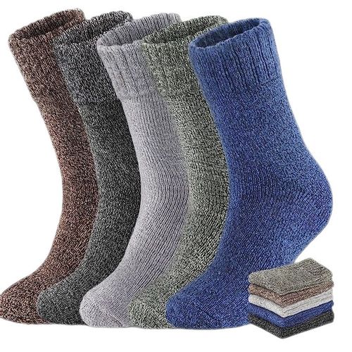 5 Paires De Chaussettes D'hiver Épaisses Et Chaudes Pour Hommes Multicolore 1 M