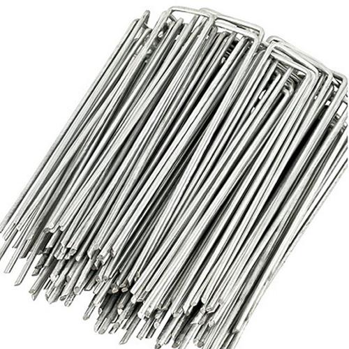 Lot De 50 Piquets De Jardin En Forme De U Pour Fixer La Membrane Anti-Mauvaises Herbes, Le Tissu, Le Gazon Artificiel Et Les Nattes 20 Cm