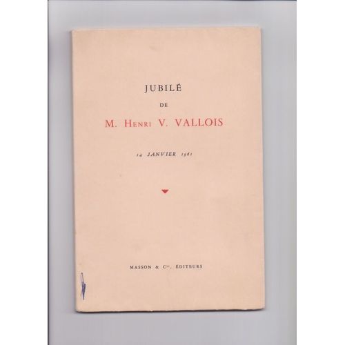 Jubilé De M. Henri V. Vallois, 14 Janvier 1961