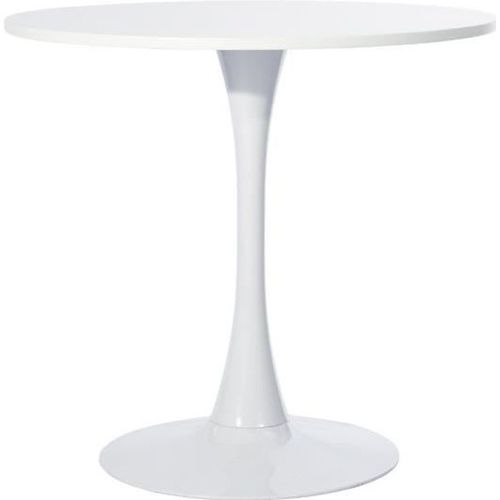 Meubles Cosy Table Salle À Manger Ronde Scandinave 2-4 Personnes Pour Salon Cuisine,En Bois D'ingénierie Et Métal, Blanc,80x80x73cm