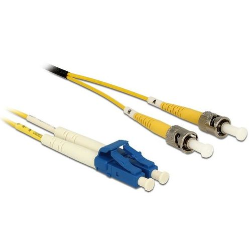 Delock - Câble réseau - mode unique LC (M) pour mode unique ST (M) - 1 m - fibre optique - 9 / 125 micromètres - OS2 - sans halogène - jaune