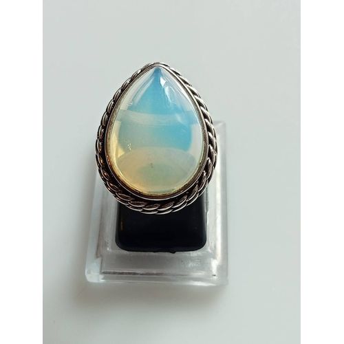 Bague Argent 925 Cabochon Pierre De Lune