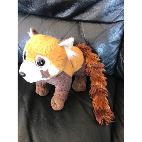 Doudou Peluche Panda Roux Gros Yeux Brillants Rose Ty 19cm