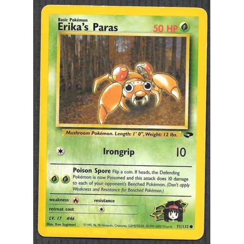 Carte Pokémon Erika S Paras 71/132 - Gym Challenge (Vf)