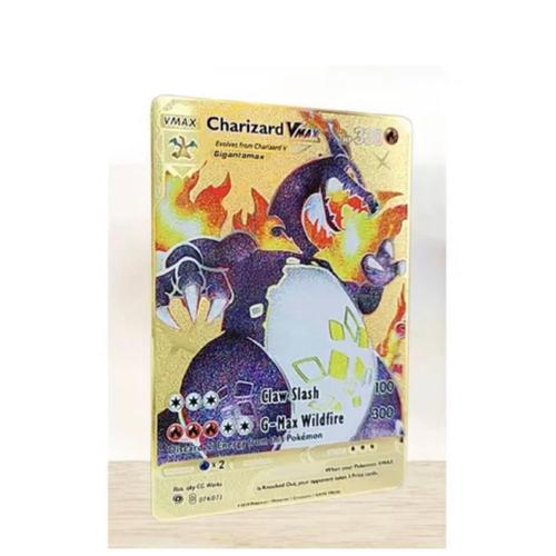 Dracaufeu Vmax Shiny Charizard Metal Gold Pour Cadeau Enfant Français 