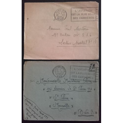 Lot 2 Enveloppes Fm 1940 (L'aviation Est La Plus Belle Des Carrières)