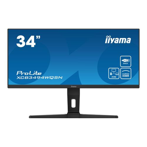 iiyama ProLite XCB3494WQSN-B1 - Écran LED - incurvé - 34" - 3440 x 1440 UWQHD @ 120 Hz - VA - 300 cd/m² - 3000:1 - 0.4 ms - HDMI, DisplayPort, USB-C - haut-parleurs - noir mat