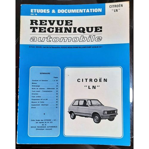 Revue Technique Automobile Etai Citrôën Ln 1977