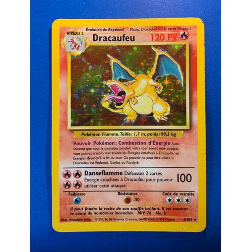 Carte Pokémon Dracaufeu Holographique 1ère Génération Française (1995) 120pv