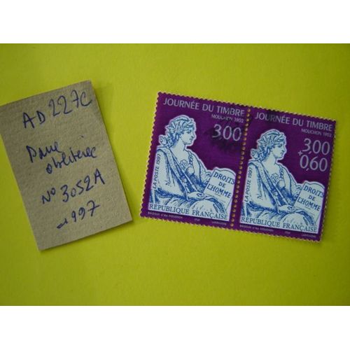 Ad 227 C // Paire(2) Timbres France Oblitérés 1997*N° P3052 A "Mouchon 1902 Journée Du Timbre