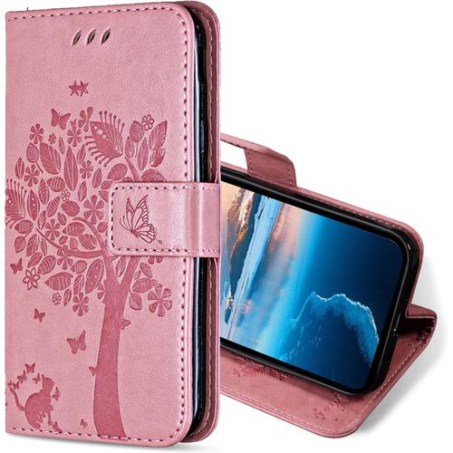 Coque Pour Xiaomi Redmi Note 10 Pro / 10 Pro Max, Etui Protection Housse Premium En Cuir Pu, Antichoc Étui À Rabat Portefeuille Flip Case Pour Redmi Note 10 Pro / 10 Pro Max (Rose)