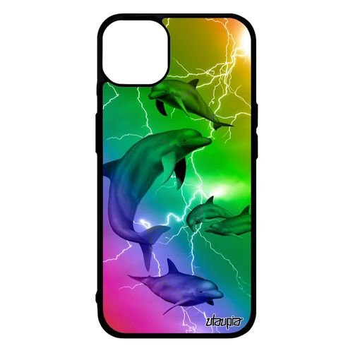 Coque Dauphin Pour Iphone 14+ Plus Silicone Design Ocean Portable Animal 512 Go Multicolore Etui Jaune Marin Eclair Animaux De