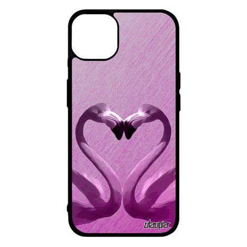 Coque Pour Iphone 14+ Plus Silicone Flamand Rose Unique Effet Animal Etui Telephone Design Romantique Animaux Rigide Echassier