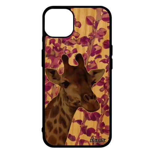Coque Pour Iphone 14+ Plus Bois Silicone Girafe Mobile Animaux Pas Cher Tacheté Housse Design Afrique Etui Rose 128 Go Animal