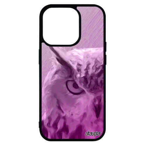 Coque Pour Iphone 14 Pro Silicone Hibou Animaux Rose Chouette Oiseau Noir Animal Telephone Design Souple Rigide Housse Effet