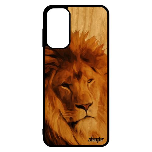 Coque De Protection M13 En Bois Silicone Lion Telephone Design Roi Beige Cover Fauve Lionne Felin Nature Case Animal Samsung Galaxy