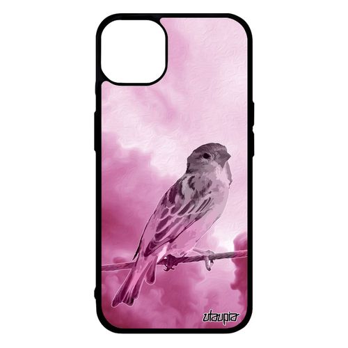Coque Pour Iphone 14+ Plus Silicone Oiseau Petit Nuage De Protection Moineau Animaux Ciel 256 Go Design Animal Case Cover Rose