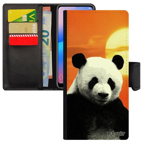 Coque Panda Iphone 14+ Plus En Cuir Geant Etui Mobile Orange 256 Go Animal Ecologie Design Couché De Soleil Housse Ours Ciel