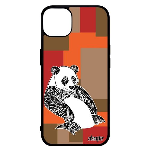 Coque En Silicone Iphone 14 Panda Ethnique Chine Geometrique Asie Marron Design Cube Fantaisie Animaux Etui De Protection 4g