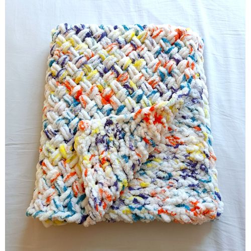Couverture Multicolore Pour Bebe Ou Jeune Enfant. 86 X 72 Cm. Fait Main. Oeko Tex 100