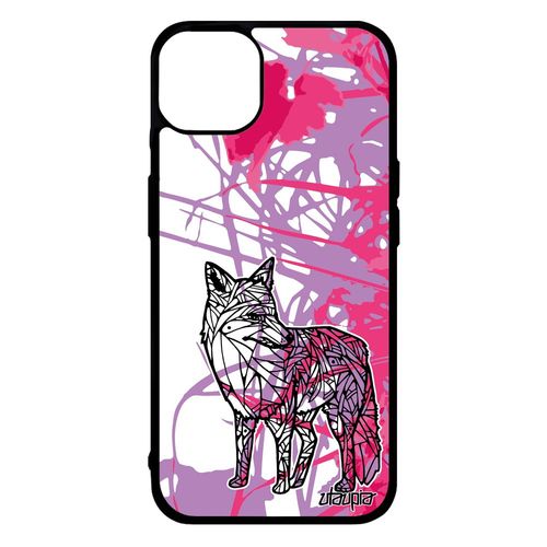 Coque Silicone Iphone 14+ Plus Renard Rigide Rose Goupil Feuilles 256 Go Ethnique Fleur Nature Portable Unique Antichoc Futé