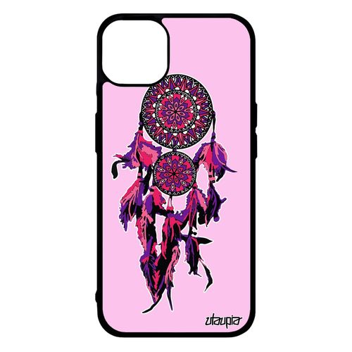 Coque Telephone Iphone 14+ Plus Silicone Attrape Reve Indien Azteque Esprit Rose Tattoo Fille Bumper Enfant 4g Jolie Ethnique