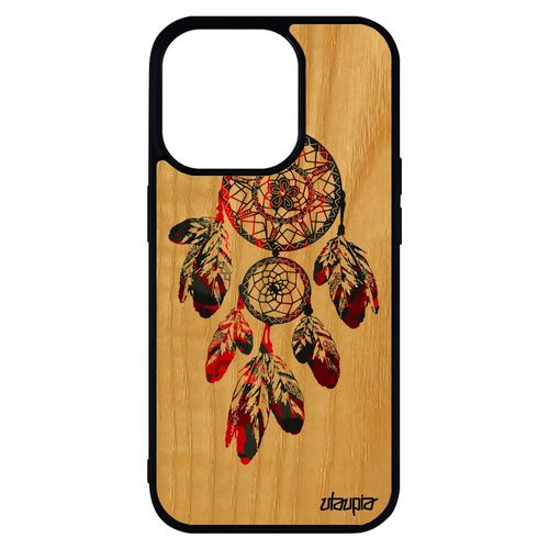 Coque Iphone 14 Pro Max Bois Silicone Attrape Reve Perles Gris Homme Cadeau D'anniversaire Dreamcatcher Ethnic Multicolore Tpu