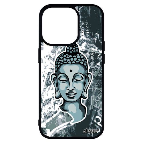 Coque Silicone Iphone 14 Pro Max Bouddha Gris Homme Journal Bouddhisme Portrait Asie Etui Yoga 4g Housse Nepal Pochoir Image