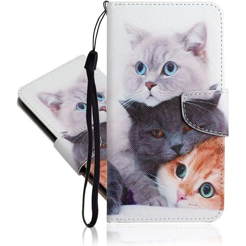 Coque Compatible Avec Samsung Galaxy A54 5g, Cuir Pu Magnétique Porte Carte Portefeuille Étui À Rabat Pochette Housse Fonction Stand Protection Pour Samsung A54 5g. Three Cats Xc1