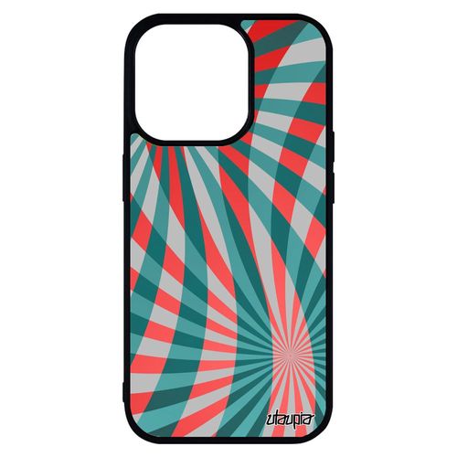 Coque Silicone Iphone 14 Pro Max Illusion D'optique Spirale Design Telephone Coloré Rouge Housse Geometrique Texture Tpu Motif