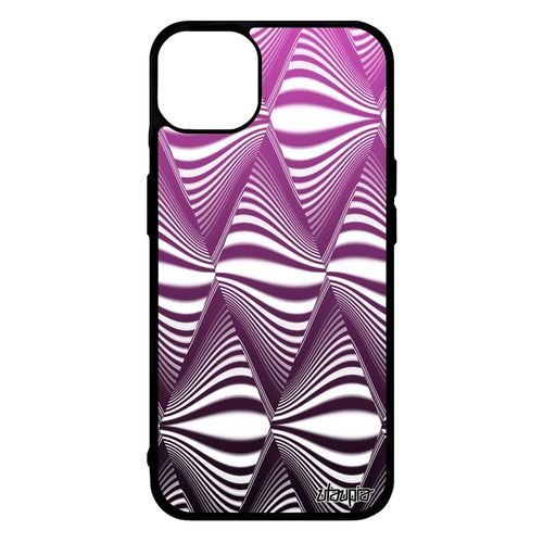 Coque En Silicone Pour Iphone 14+ Plus Illusion D'optique Vague Housse Magique 4g Losange Alu Antichoc Rose Design Graphique