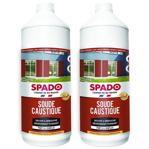 Spado Lot de 2 Flacons 1 l Soude Caustique Débouche les Canalisations Décapant Peinture Dégraissant Surpuissant