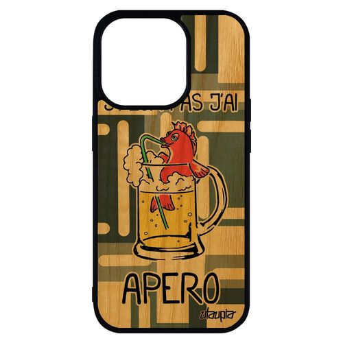 Coque Iphone 14 Pro Max Bois Silicone Humour J'peux Pas J'ai Apero Bourré Portable Case Poisson Humoristique Gris Drole Texte