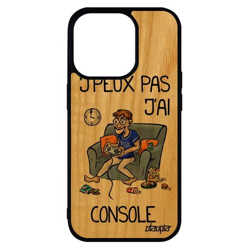 Coque J'peux Pas J'ai Console Pour Iphone 14 Pro Max Bois Silicone Jeux Video Texte Gris Humour Drole Humoristique Portable De