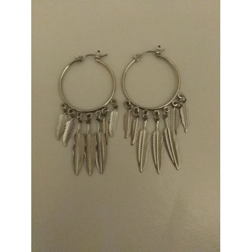 Boucles D'oreilles Créoles Avec Plumes