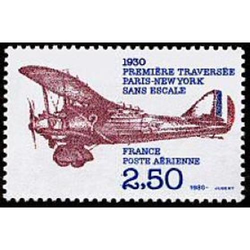 France 1980, Très Beau Timbre Neuf** Luxe De Poste Aérienne Yvert 53, 1930 1ère Traversée Aérienne Sans Escale Paris New York.