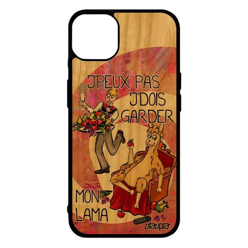 Coque Pour Iphone 14+ Plus Bois Silicone J'peux Pas J'dois Garder Mon Lama Cartoon Rose Etui Telephone Humour Made In France