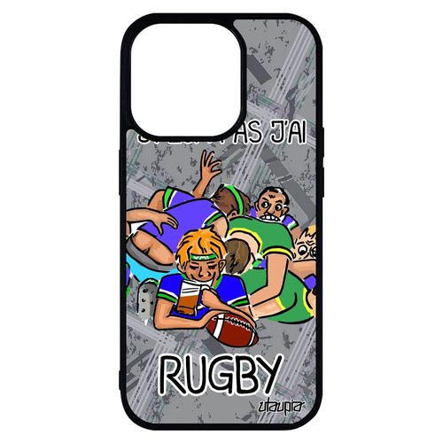 Coque En Silicone Humour J'peux Pas J'ai Rugby Iphone 14 Pro Max Humoristique Gris Coupe Du Monde Drole Bande Dessinée Sport