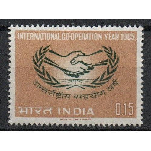 Inde Timbre Année De La Coopération Internationale 1965