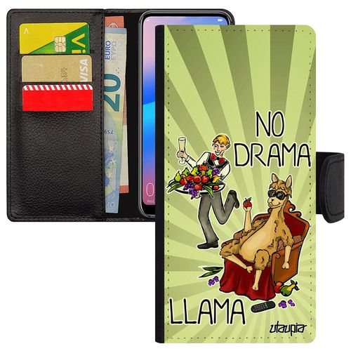 Coque Iphone 14+ Plus Rabat No Drama Lama Etui Rigide Bd Animal De Protection Humour Drole Cartoon Vert Dramalama Llama Texte